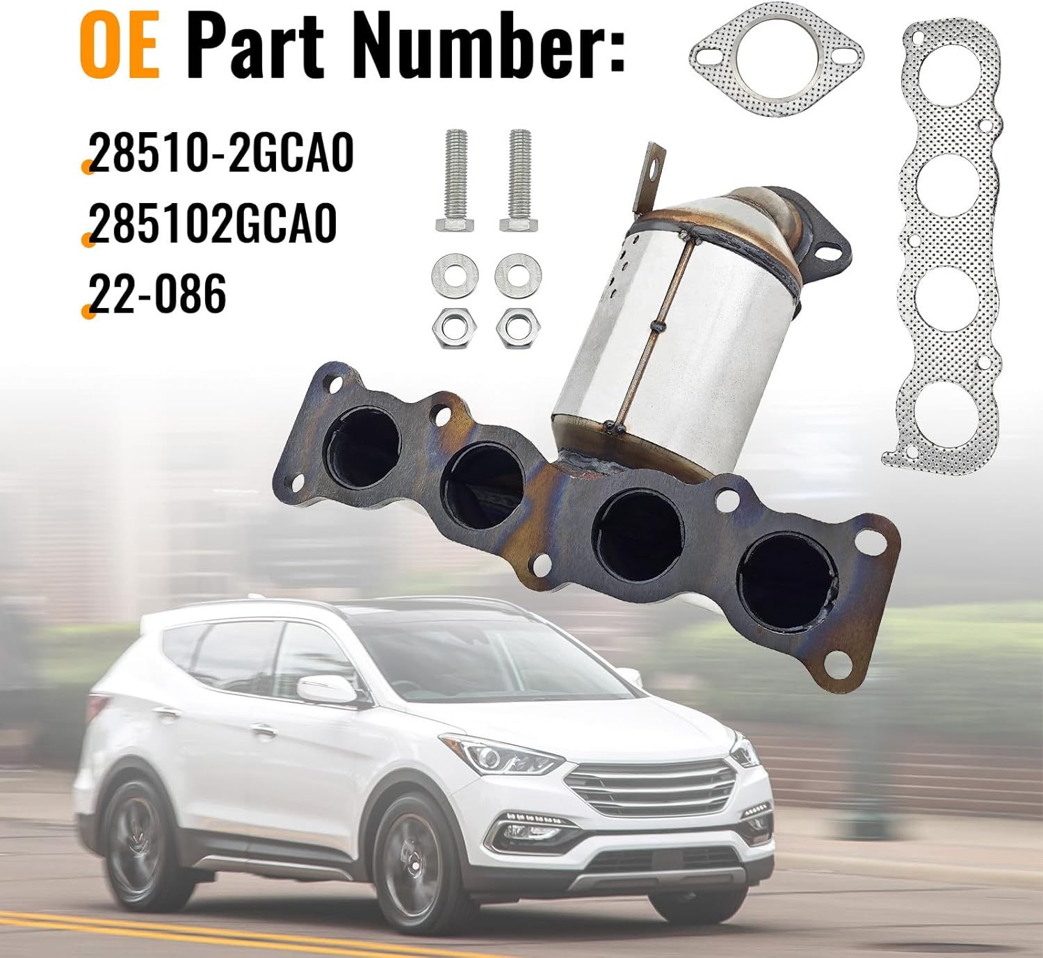 28510-2GCA0 Front Catalytic Converter Compatible with Hyundai Santa Fe Sport 2.4L Base/Luxury/Premium/SE 2017-2018，22-086