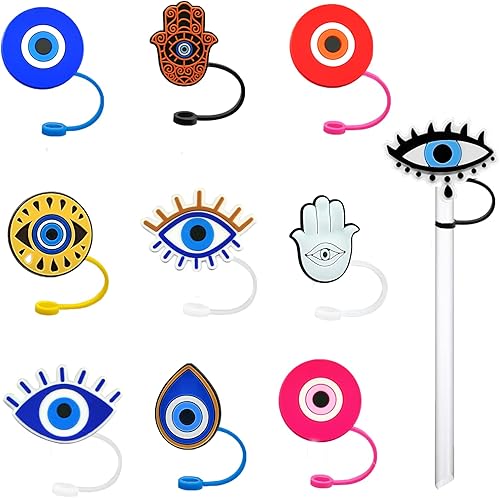 Tapas de popote de silicona, 10 unidades, reutilizables, tapas de popote a prueba de polvo para popote de 14 pulgadas (0.236-0.315 in), puntas para