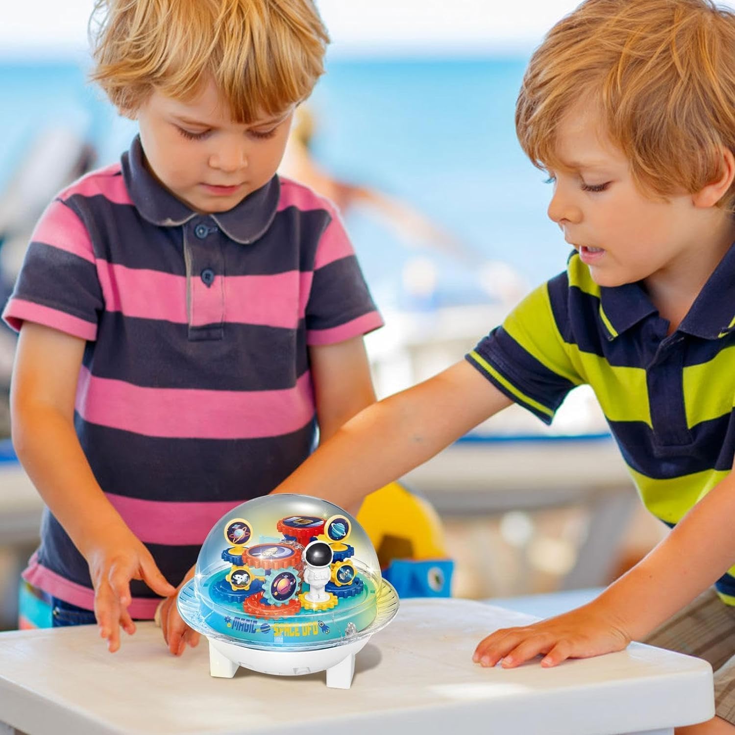 Rk Toys Spaceship Toy for Children, UFO Toy Game, Universal Spaceship Model, Transparent Moving Gears for Boys, Girls Fame 4