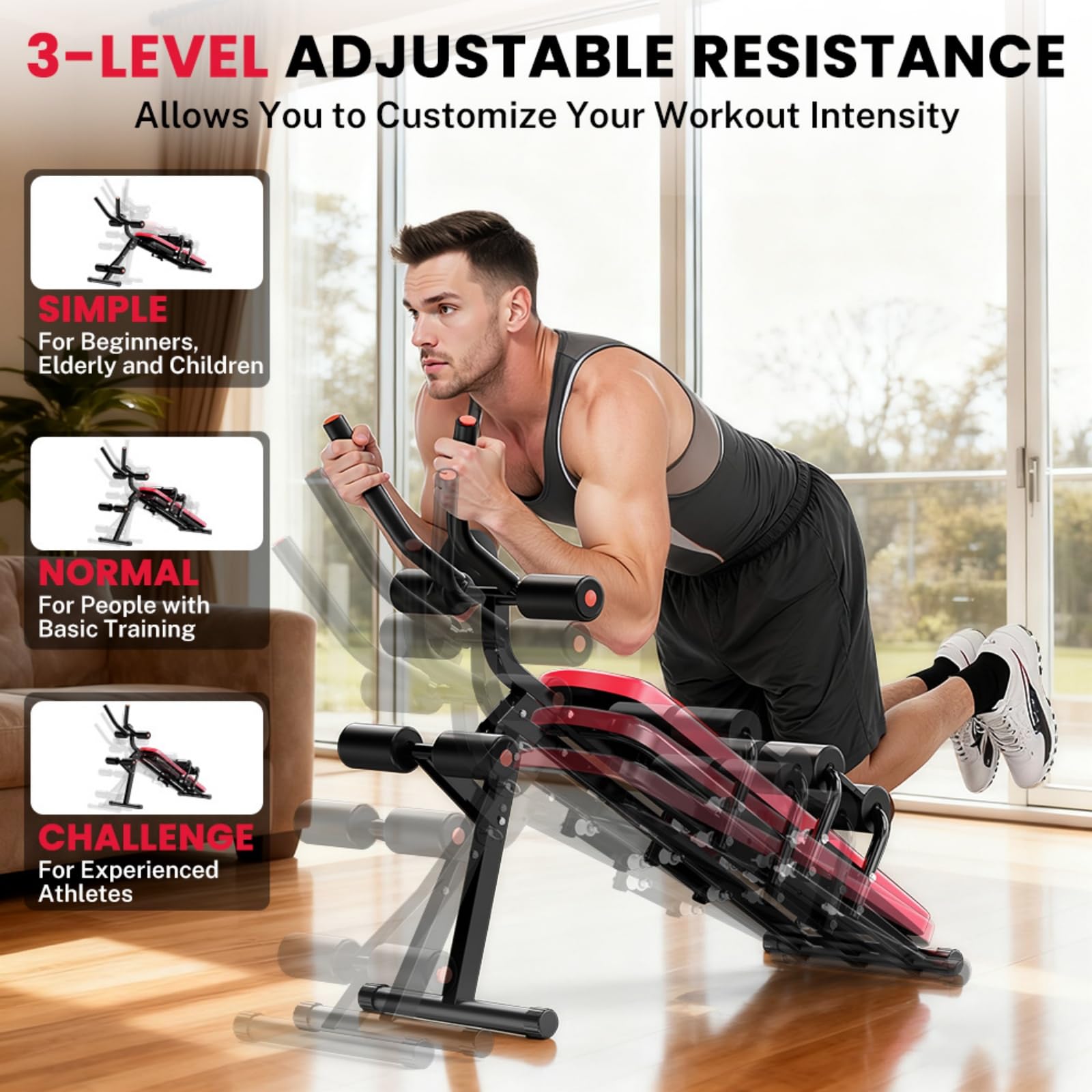 Allenatore addominale per la casa, dispositivo di allenamento multifunzionale, portata 150 kg, per allenamento completo addominale, con contatore