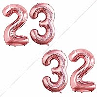 Vista 148 de GOER Globos con el número 80 para decoraciones de fiesta de cumpleaños número 80, globos de helio de aluminio jumbo de 42 pulgadas para 80 Oro rosa