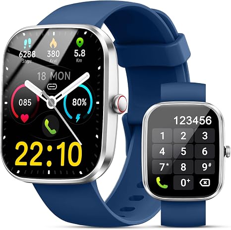 Fempoin Smartwatch in Blue with 1.96" HD touch screen and Bluetooth calling feature