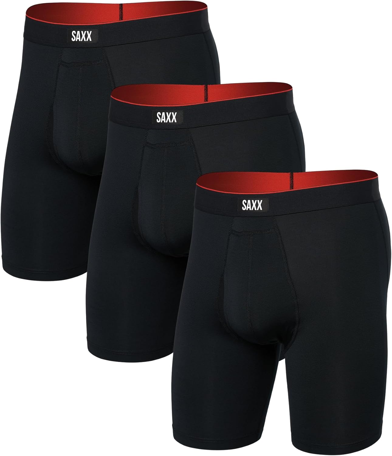SAXX Underwear Co. Men's Underwear with Pouch Multi Sport Mesh Long Boxer Brief 3Pk
