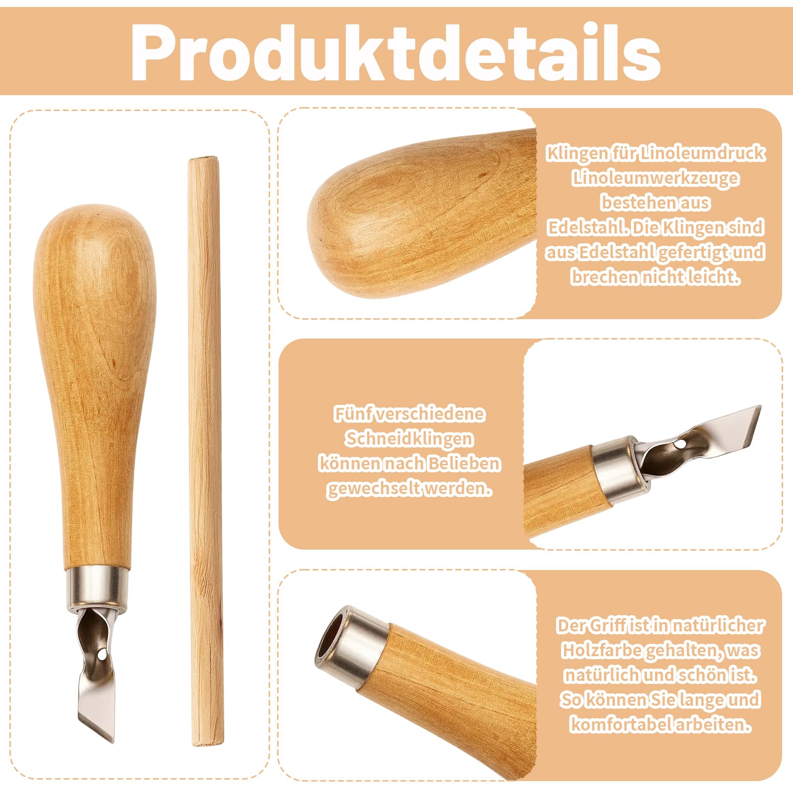 Linoldruck Set, 10-teiliges Linolschnitt Werkzeug, Multifunktionale Schnitzwerkzeuge Für Linoleum Platten, Präzisionswerkzeuge Für Künstler Und Handwerker, Linolschnitt Set Mit 2 Spezialwerkzeugen