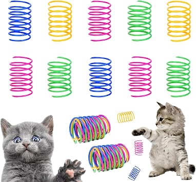 ISMARTEN Cat Spring Toy 100 Pack, Interactive Cat Exercise Toy for Indoor Cats, Multi-colored Plastic Coil for Kittens to Swat, Bite, Hunt