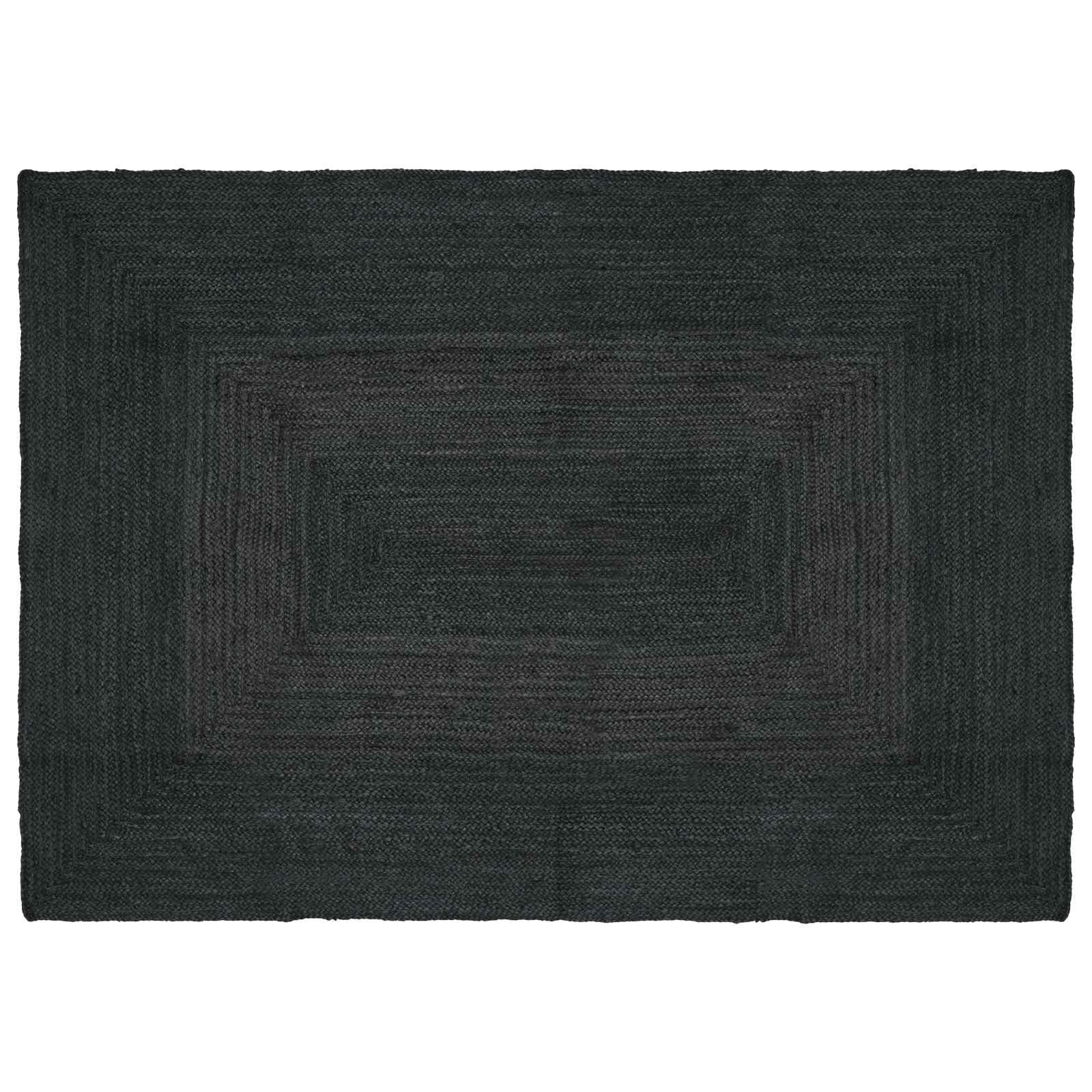 Tapis de Surface rectangulaire Gris foncé 120 x 170 cm en Jute Fait Main, Doux et résistant pour Salon, Chambre, Bureau ou entrée, Design Moderne et bohème