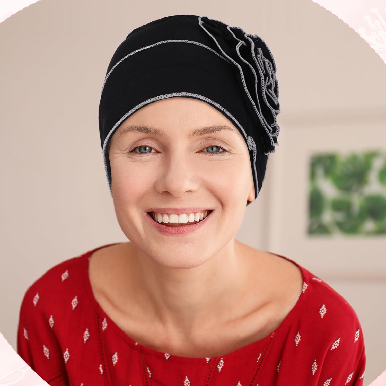 6Pcs Chemo Turban Headwear for Women Flower Design Soft Beanie Hats Cotton Headwear Elastic Covers Cap for Hair Loss - Image 7