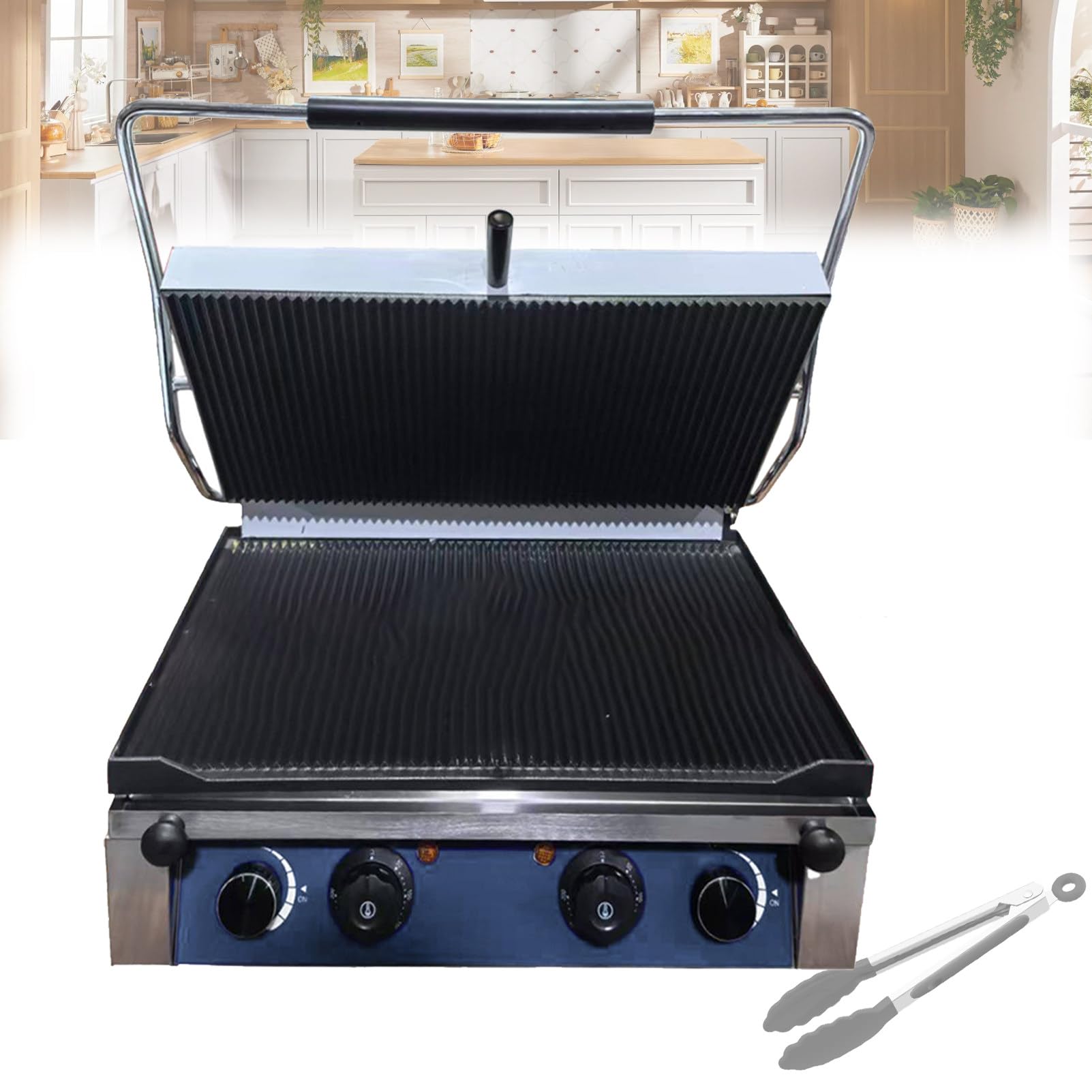 Profesjonalny Grill Do Kanapek, Elektryczny Opiekacz Do Kanapek Ze Stali Nierdzewnej O Mocy 3000 W, Z Regulacją Temperatury,Do StekóW, KalmaróW ElectricHeating
