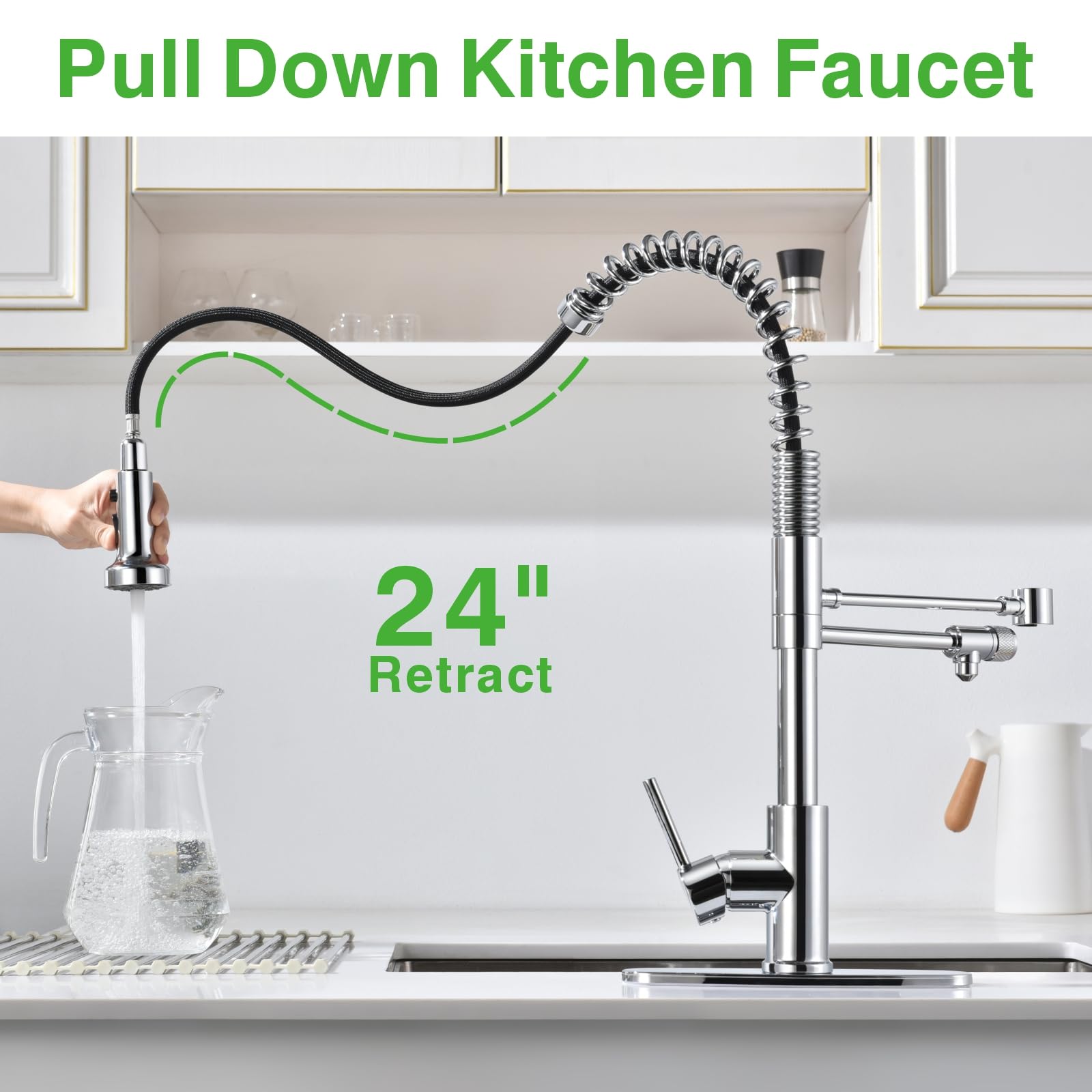 Grifo de agua potable, grifo de cocina, grifo de fregadero de cocina, grifo de filtración de agua, grifo de fregadero, grifos de cocina extraíbles, grifo de filtro de agua de bar, cromo, acero