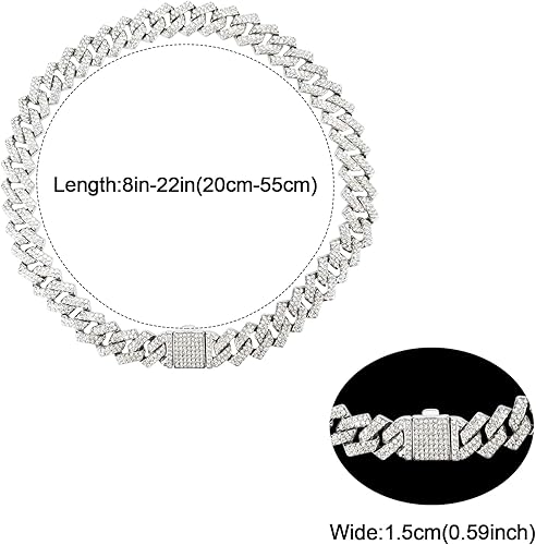 Miniatura 6 de KOLODOGO Collar de cadena para perro, collar cubano de diamante con purpurina, collar de cadena de metal para caminar con diseño de hebilla segura