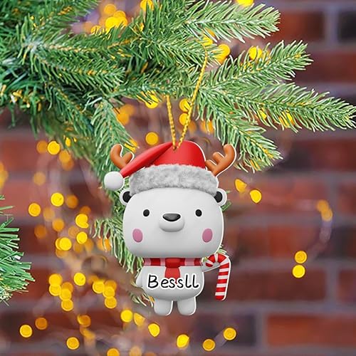 Miniatura 10 de 8 adornos de Navidad personalizados de muñeco de nieve 2023, adornos acrílicos de muñeco de nieve con nombre personalizado para árbol de Navidad,