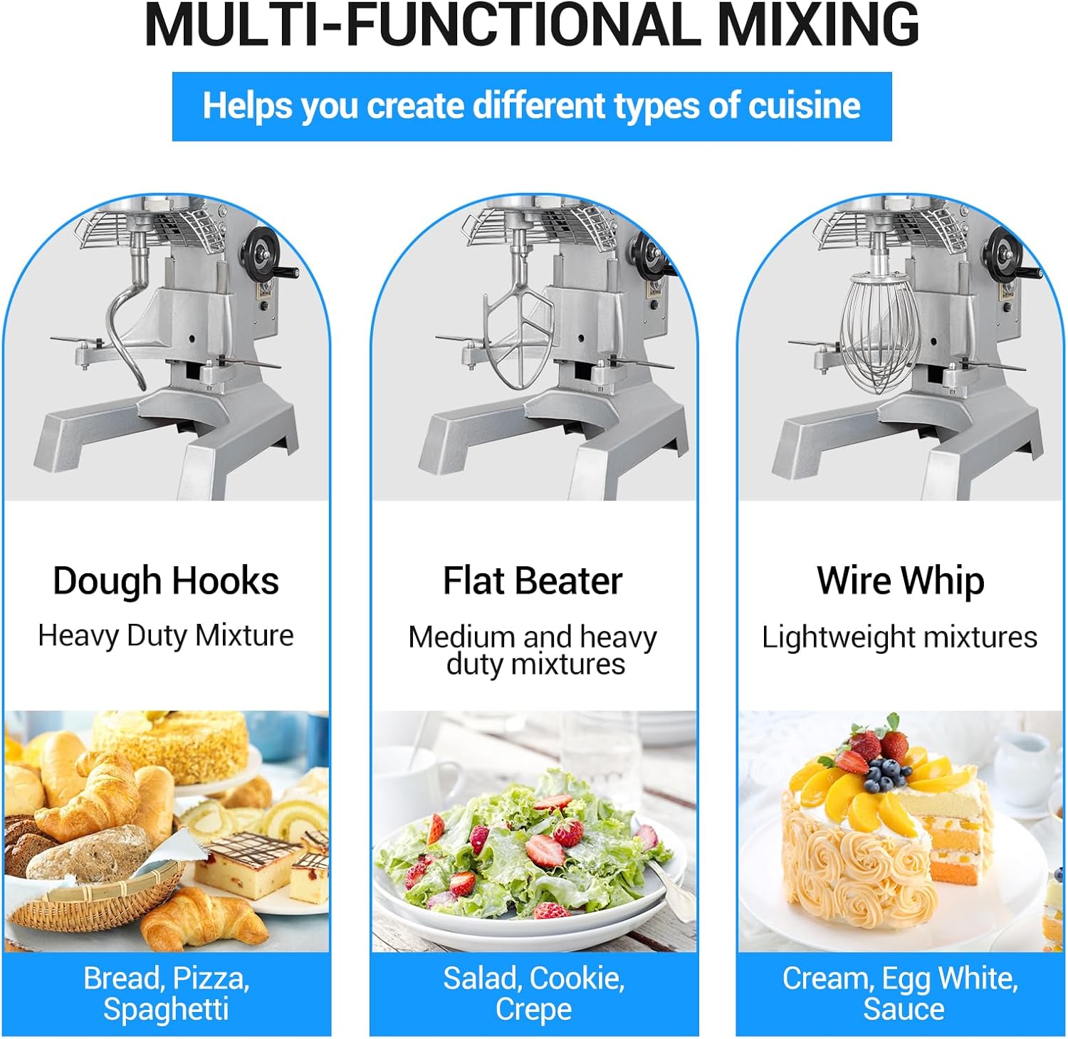 15Qt Commercial Food Mixer, 600W Commercial Mixer 2-Speeds Adjustable，Electric Heavy Duty Stand Mixer with Stainless Steel Bowl for Kitchenaid Bakery and Pizzeria