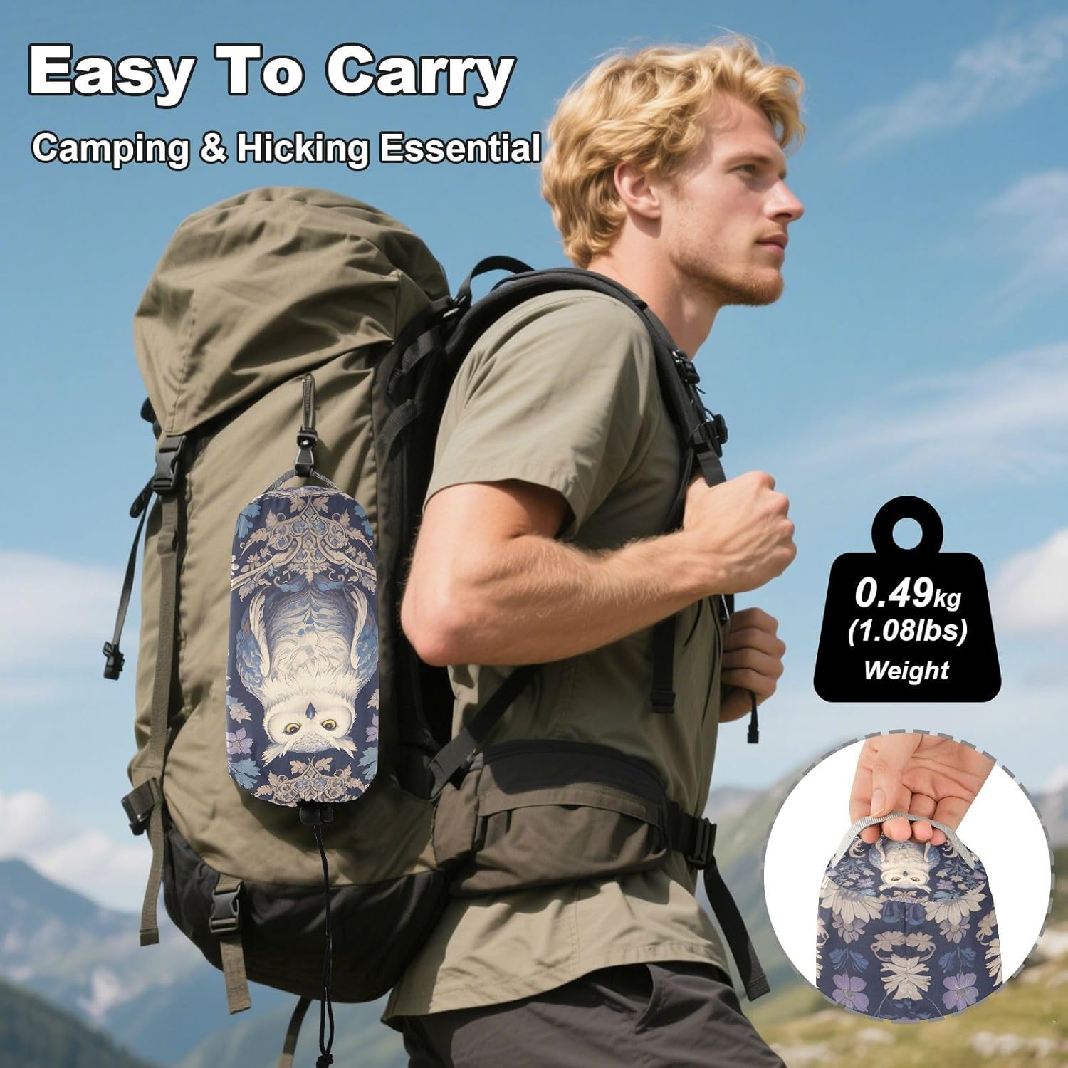 Retro Owl Dark Violet Hammocks for Camping Fabric Hammock for Camping Travel Accessories