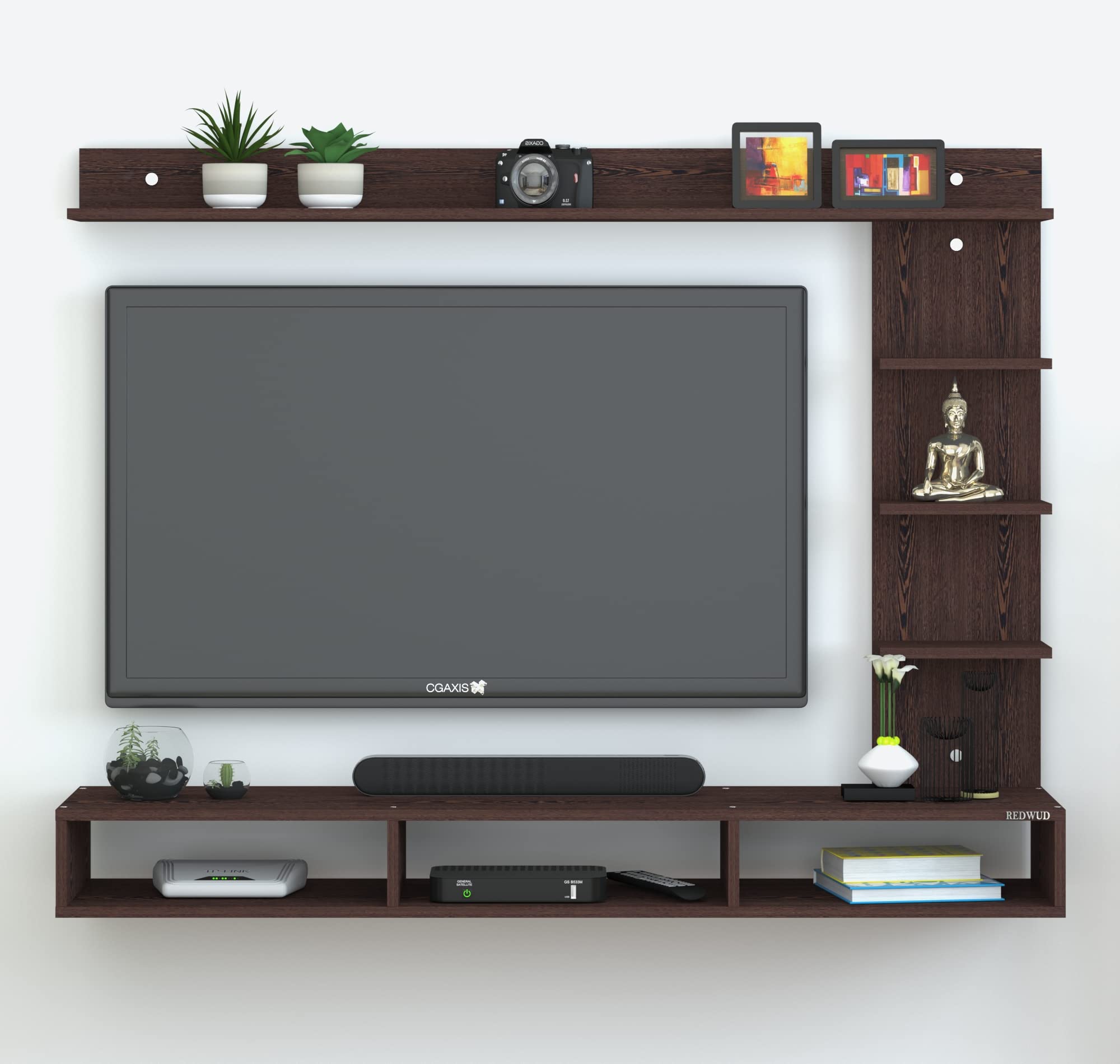 Parker Engineered Wood TV Entertainment Unit Wall Mounted TV Unit TV Cabinet with Shelf (Wenge) - Ideal for Upto 52"-image-16