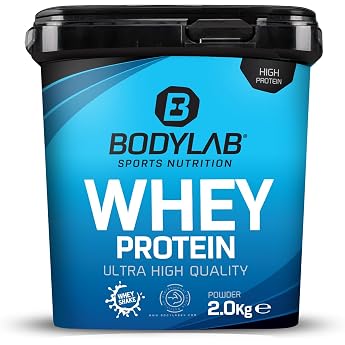 Bodylab24 Whey Protein Powder, Bourbon Vanilla, 2 kg | Up to 24 g protein per serving, high-quality whey protein, perfectly s