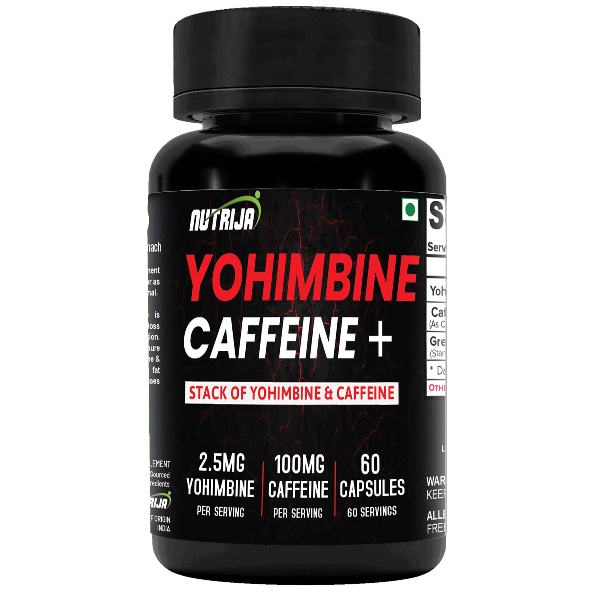 NutriJa Yohimbine Plus Caffeine | Stack of Yohimbine 2.5mg, Caffeine & Green Tea Extract | Perfect Synergy Promotes fat loss, Energy & Focus (Pack of 2 60 capsules (120 Capsules))-picture-35