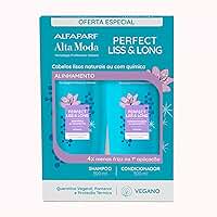 Alfaparf Alta Moda Kit Perfect Liss & Long Shampoo e Condicionador 300ml - Cabelos Lisos Naturais, Alisados ou Progressivados com Controle de Frizz e Brilho Reflexivo