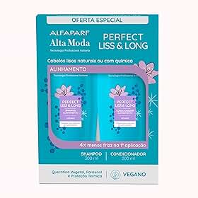 Alfaparf Alta Moda Kit Perfect Liss & Long Shampoo e Condicionador 300ml - Cabelos Lisos Naturais, Alisados ou Progressivados com Controle de Frizz e Brilho Reflexivo