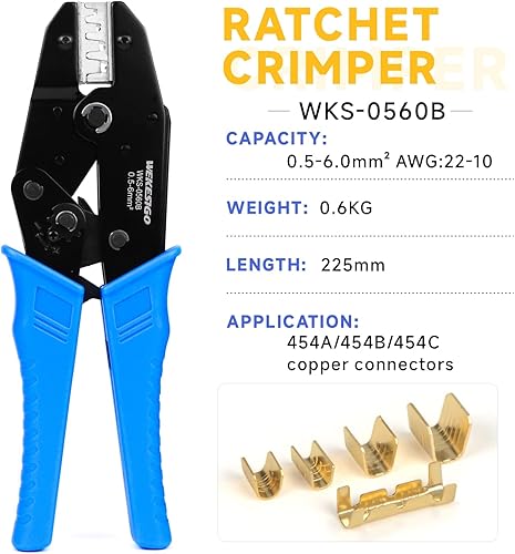 Miniatura 2 de Herramienta crimpadora de trinquete de terminales no aislados para surtido no insultado TC-1, TC-A, TC-B, TC-C, TC-T u terminales de cobre WKS-0560B