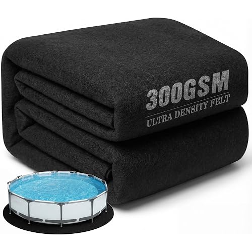 UIRWAY 24FT Round Pool Liner Pad Above Ground, [2026 New 300G/M² Thicker Heavy Duty] 24 ft Under Pool Padding, Black Pool Mats for Pool Bottom, Full Coverage Underlayment Pad Weed Barrier Protection