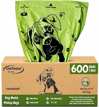 Dog Poop Bags One Big Roll 600 ct. Doggy Poop Bags Pet Waste Pickup Bag Cat Waste Disposal Bags 1 Roll, 600 Bags