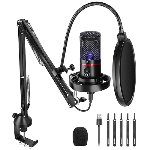 Miniatura 1 de NEEWER USB Gaming Microphone, Plug&Play One Click Mute and Gain, Computer Condenser Microphone for PC MAC, Upgraded Boom Stand Shock Mount Cool