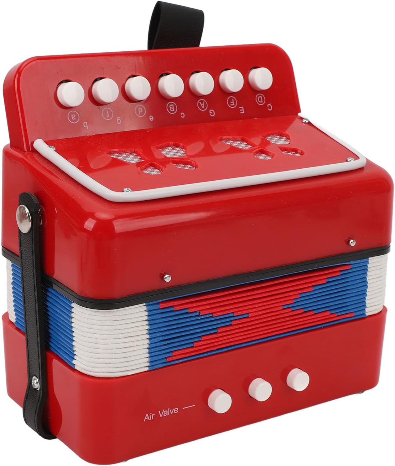 Kids Accordion 7 Key 2 Bass Button Accordion, Beginner Music Education Instrument with Belt Buckle, Portable ABS and Leather Bellows Accordion for Children Learning to Play