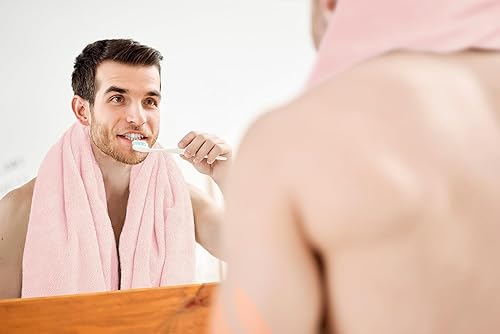 Miniatura 5 de Oakias Juego de 2 toallas de baño de 21.16 ozyd, tamaño extragrande, de 35 x 70 pulgadas, 100% algodón hilado en anillo, suave y de secado rápido,