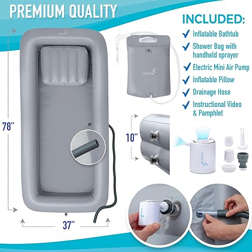 Miniatura 2 de Circa Air Bañeras portátiles para adultos  Tina inflable médica para postrados en cama, discapacitados, ancianos, pacientes discapacitados, sistema