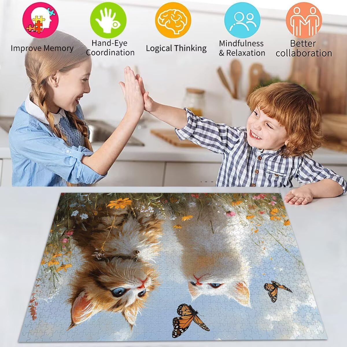 Puzzle Erwachsene 2000 Teile Katze Tier Educa Jigsaw für Kinder ab 8 Jahren Mädchen Jungen, Erwachsene Impossible Klassische Puzzles Schwer, Anspruchsvoll Spielspaß, Als Familienspiel 70x99cm t-658