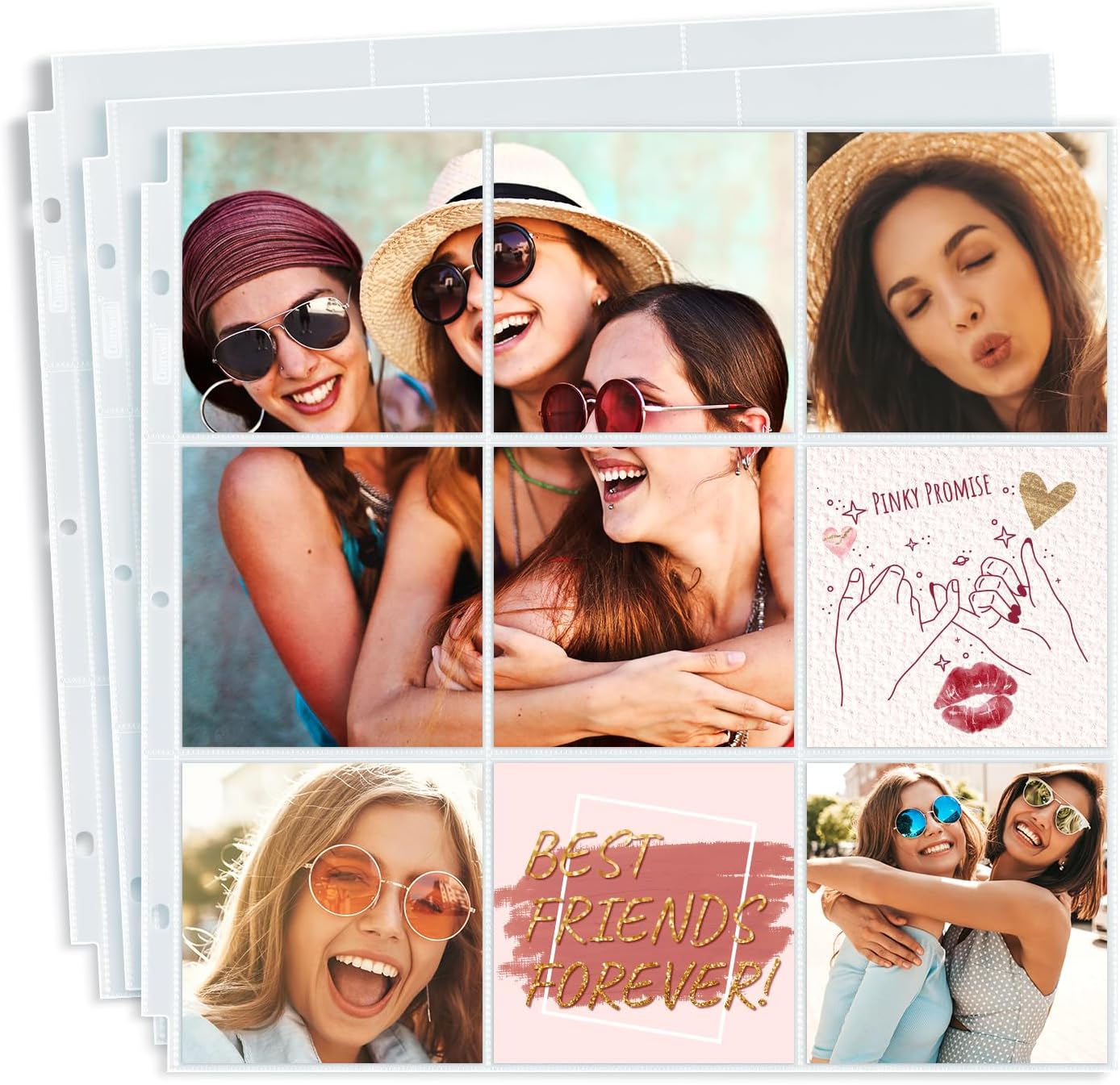 Dunwell 4x4 Photo Album Sleeves (25 Pack), Fits 12x12 3-Ring Album Binder, 12 x 12 Scrapbooking Pages with 9 Square Pockets, Photo Page Refills Holds 450 4 x 4 Prints, Archival Quality