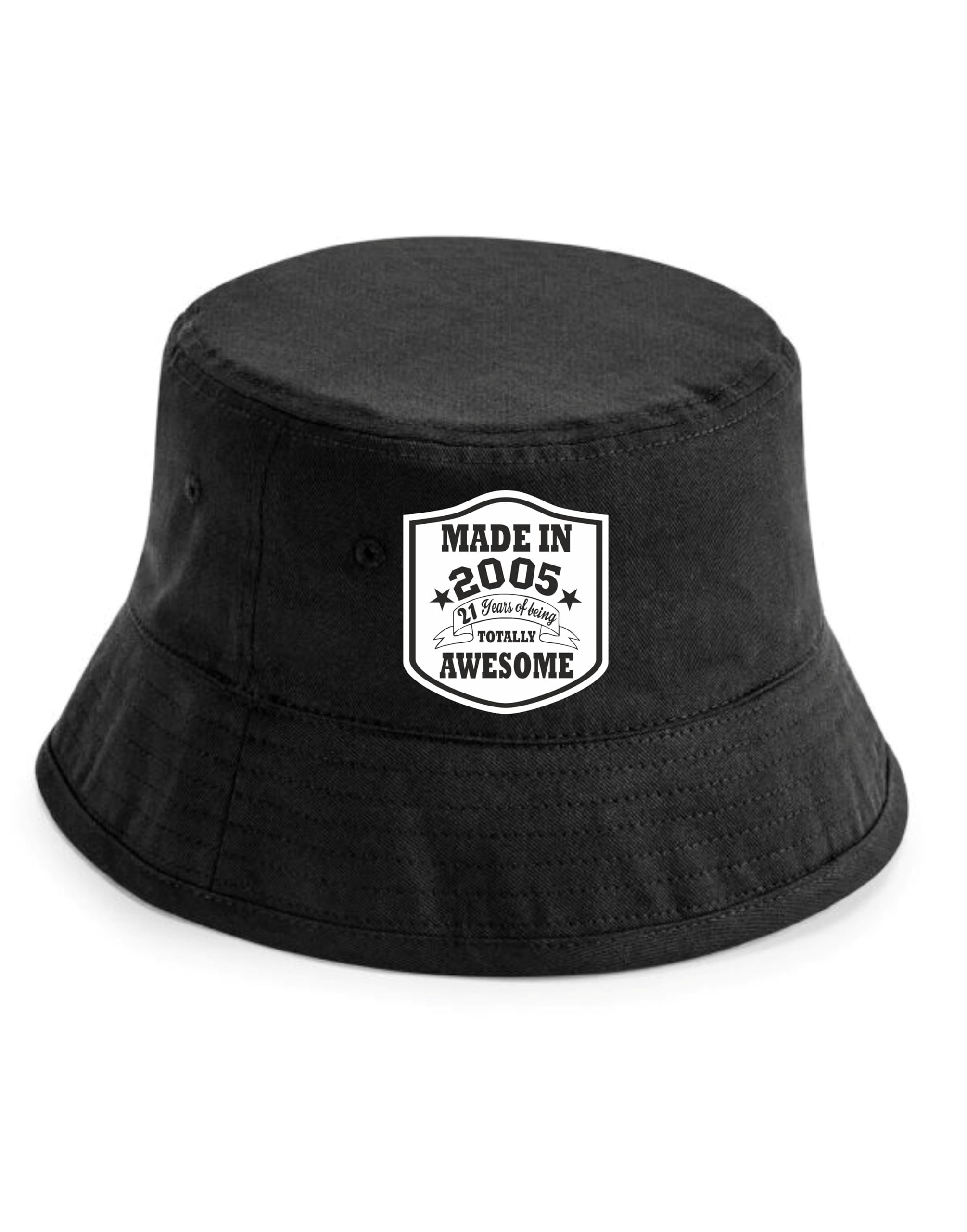 Print4u Unisex Black Totally Awesome Made In 2005 Bucket Hat 21St Birthday Age 21 Men Ladies Sm