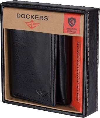 Dockers Men's Extra Capacity Slim Profile Trifold Wallet with Multiple Card Slots and ID Window