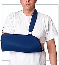 Adjustable Sling for Right Arm and Shoulder with Anti-Rotation Webbing - Universal Size Immobilizer - Blue