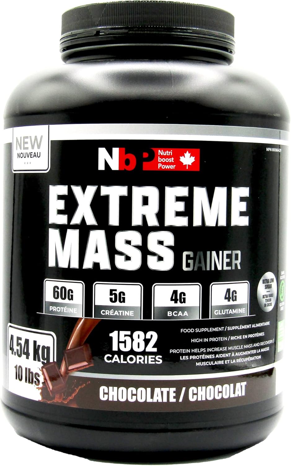 Extreme Mass Chocolate weight gainer muscle builder, 10 lbs (4.54 kg