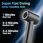 LKV Hair Dryer,Professional Ionic Hair Dryer with 200 Million Negative Ions,1500W High-Speed Ionic Blow Dryer for Fast-Drying, Low Noise with Nozzle, Lightweight for Home Salon and Travel-Dark