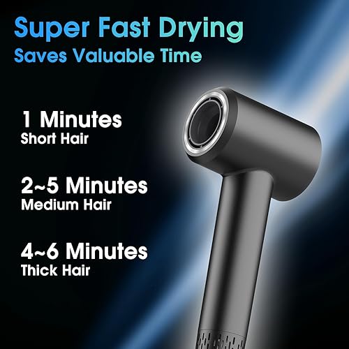 Miniatura 7 de LKV Secador de pelo, secador de pelo iónico profesional con 200 millones de iones negativos, secador iónico de alta velocidad de 1500 W para secado