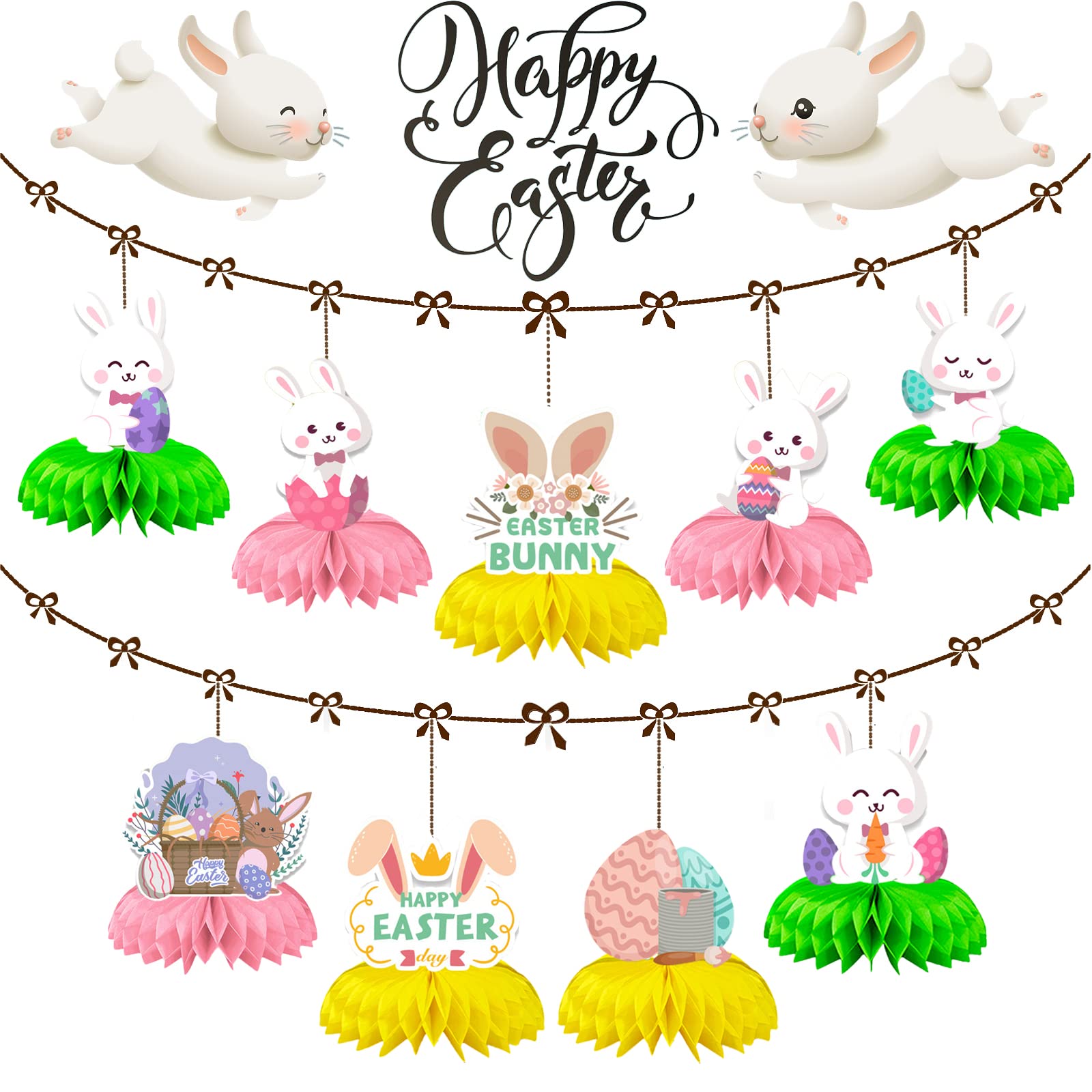 Bekecidi 9 Pièces Nids D'Abeille Déco De Pâques - Centre De Table Joyeux Pour Enfants, Fête Printanière