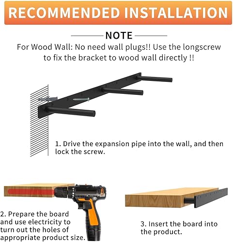 Miniatura 4 de Soporte flotante de montaje en pared ciega resistente de 34 pulgadas, par de soportes de estante oculto con capacidad de peso de 150 libras,