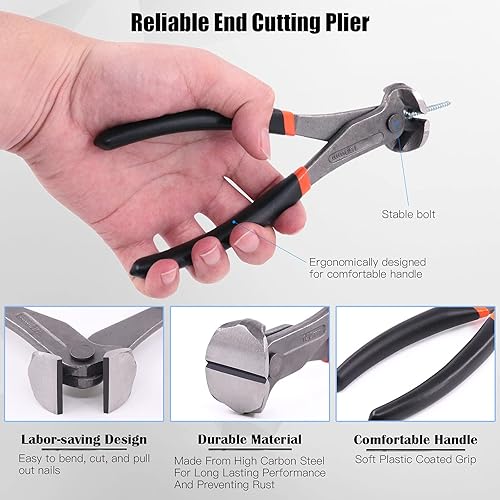 Miniatura 3 de Glarks Juego de 4 herramientas para quitar uñas, incluye alicates de corte de extremo de 7 pulgadas, punta en U flexible de 4 pulgadas y extractor