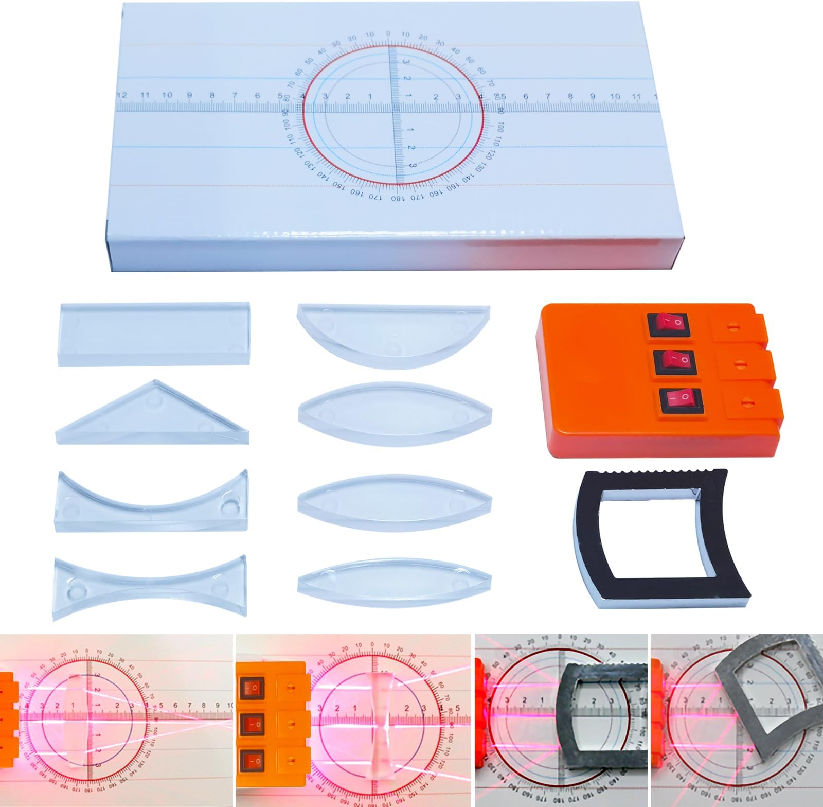 Physical Optics Experiment Set Prism Convex Lens Triple Laser Refractive School Light Refraction Reflection Learning Educational Science Kit