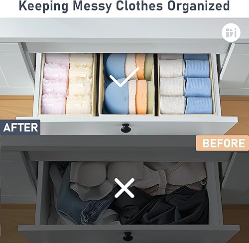 Miniatura 6 de DIMJ Organizador de cajones, organizador de ropa pequeño, juego de 3, separadores de cajones para ropa de bebé, ropa interior, calcetines, brasier,