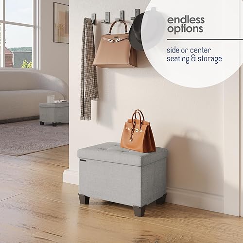 Miniatura 258 de Otomana plegable para dormitorio o sala de estar, con contenedores de almacenamiento, reposapiés para el extremo de la cama, soporta hasta 660 lb,