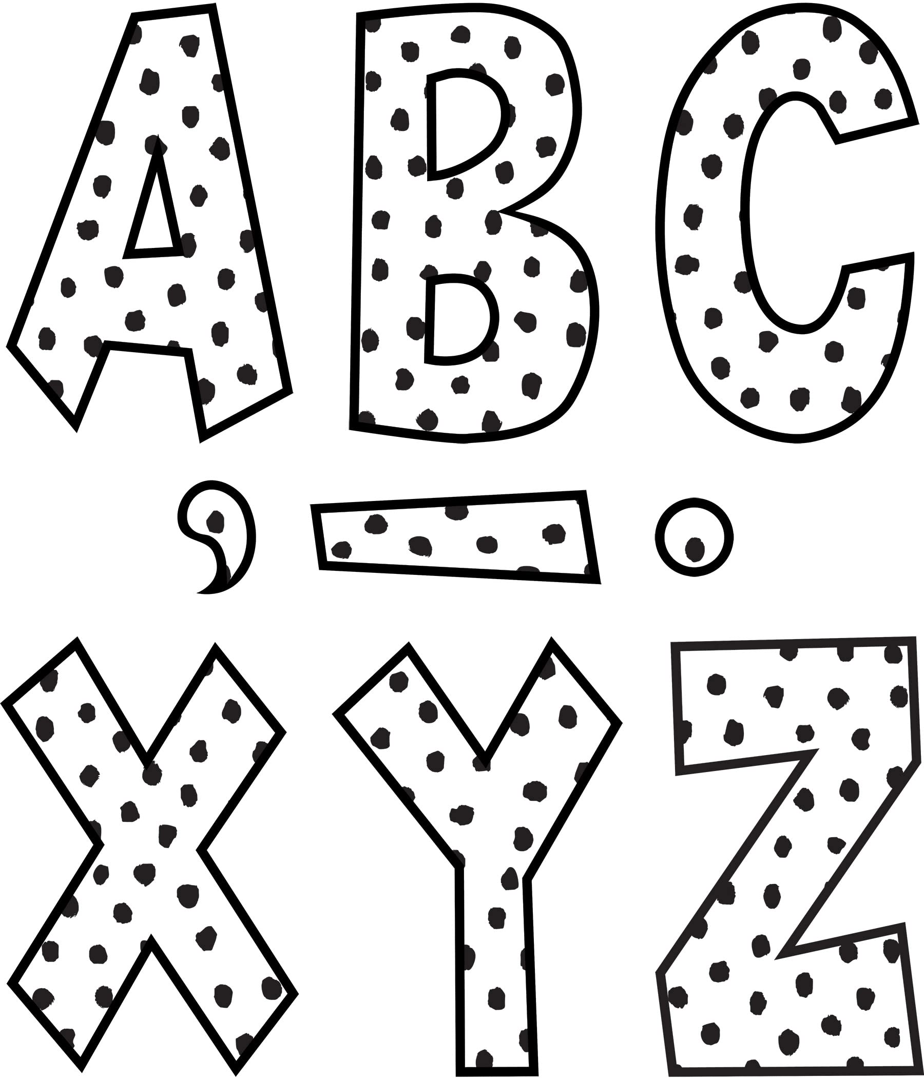 Teacher Created Resources Black Painted Dots on White 7'' Fun Font Letters