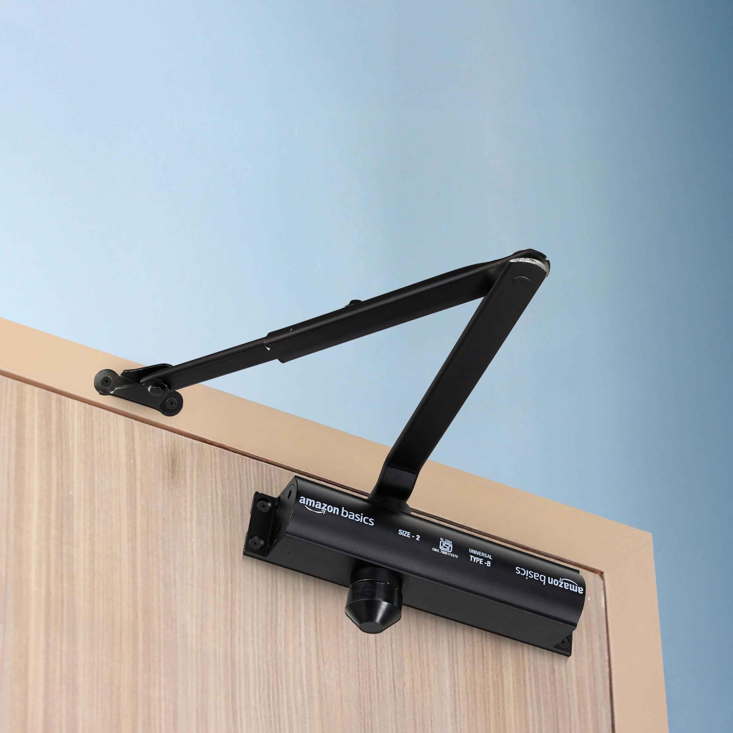 Amazon Basics Hydraulic Door Closer I for Wooden, Aluminum & Metal Doors I for Left and Right Handed Doors I for Offices and Home | Black