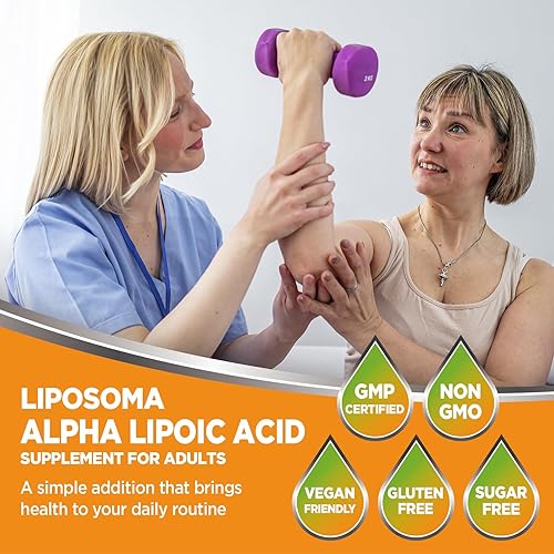 Miniatura 6 de Gotas de ácido alfa liposomal líquido, 600 mg de ácido R-alfa lipoico con biotina y multivitaminas, ALA para antioxidante, salud cerebral y apoyo