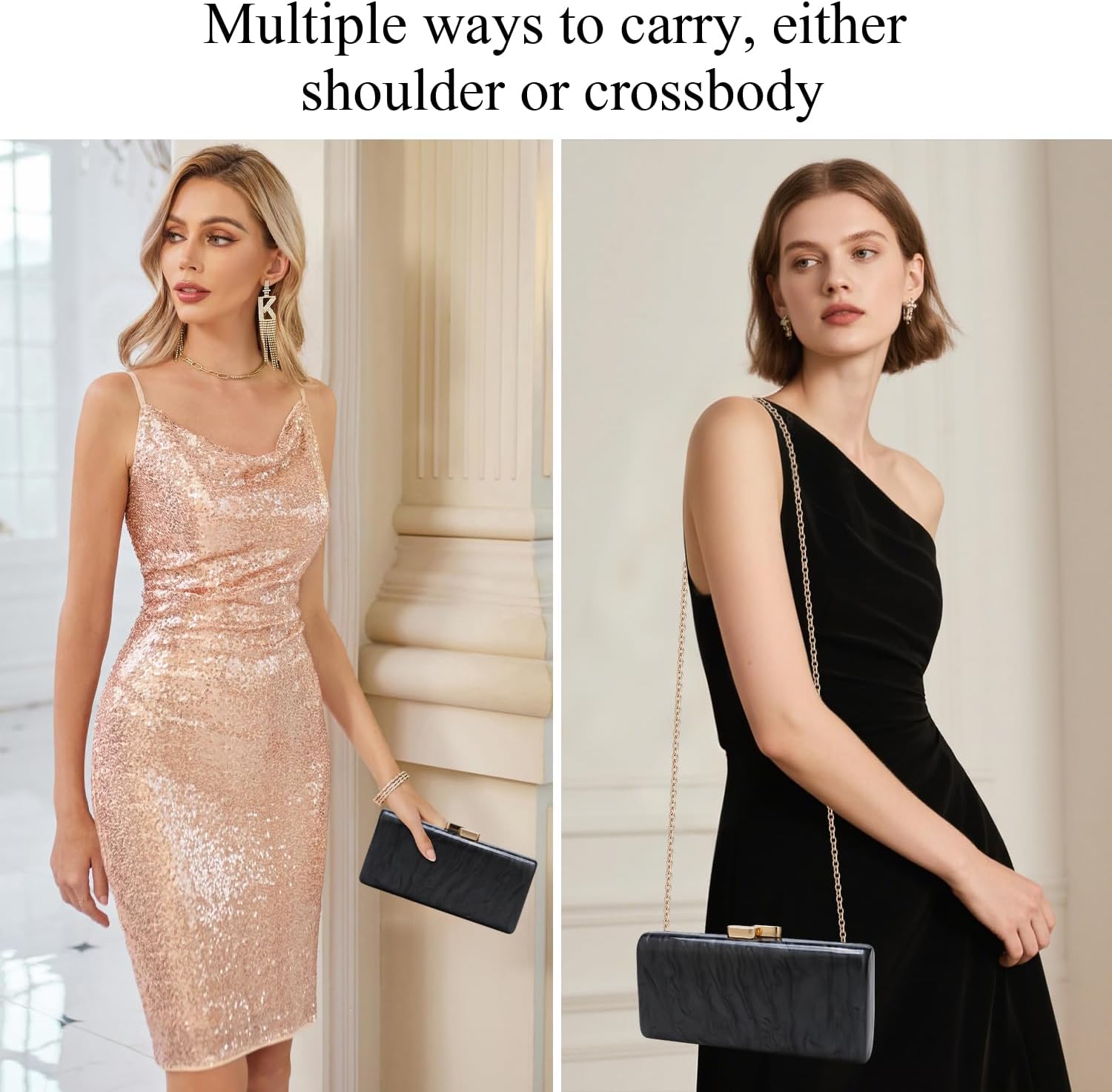 Simcat Acrylic Clutch Purse for Women, Chic Metal Evening Bag, Marble Evening Clutch Bag with Chain for Prom Wedding Party - Image 2