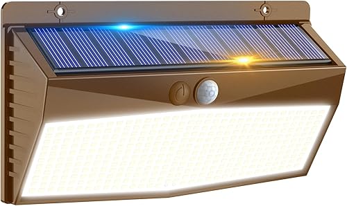 Miniatura 13 de 2 paquetes de 368 luces LED con sensor de movimiento solar para exteriores, luces solares para cercas con 3 modos de iluminación, luces de seguridad
