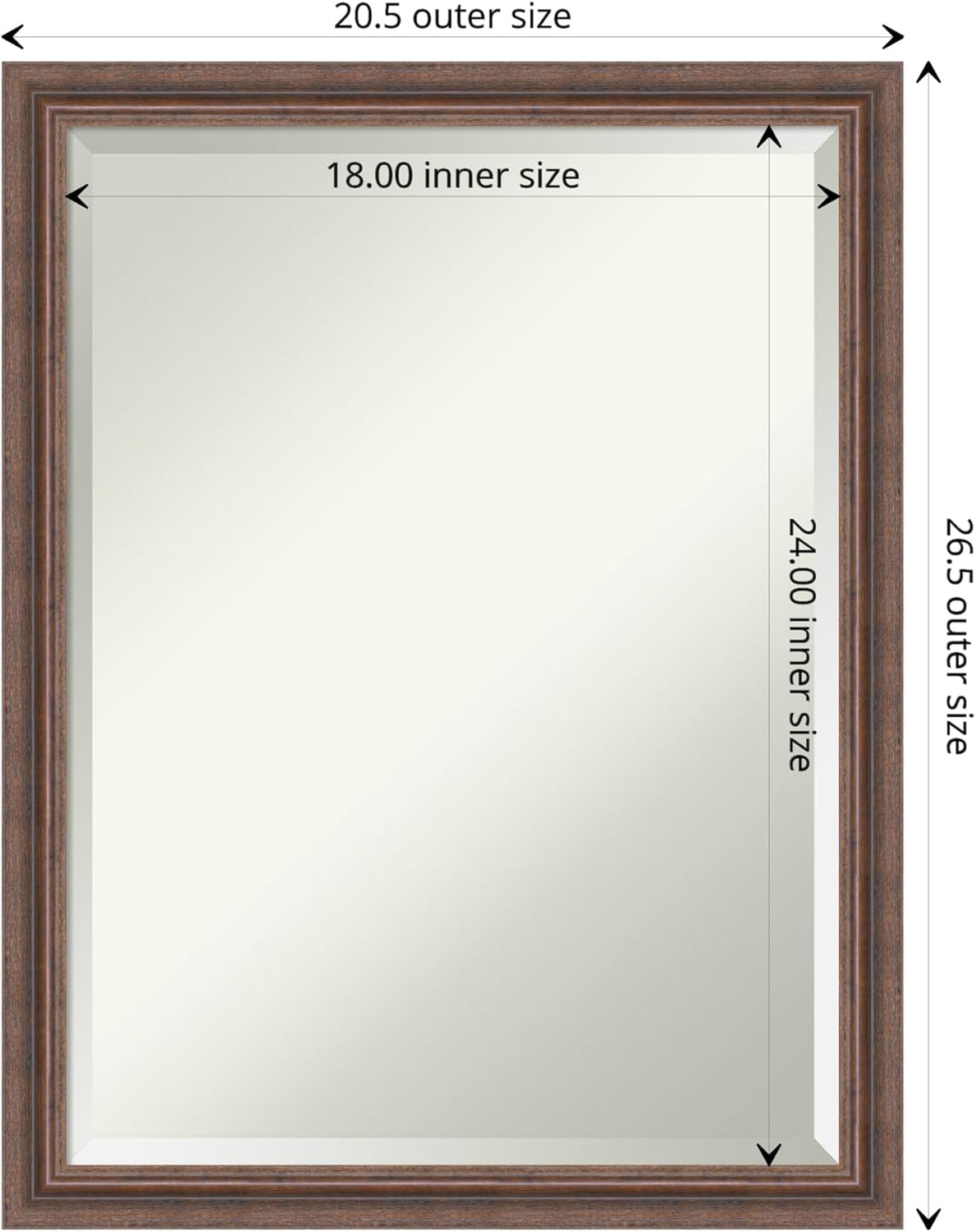 Amanti Art Bathroom Mirror for Over Sink, Vanity Mirror, Wood Frame, Hangs Horizonally and Vertically, Bathroom Wall Decor, Beveled Edge