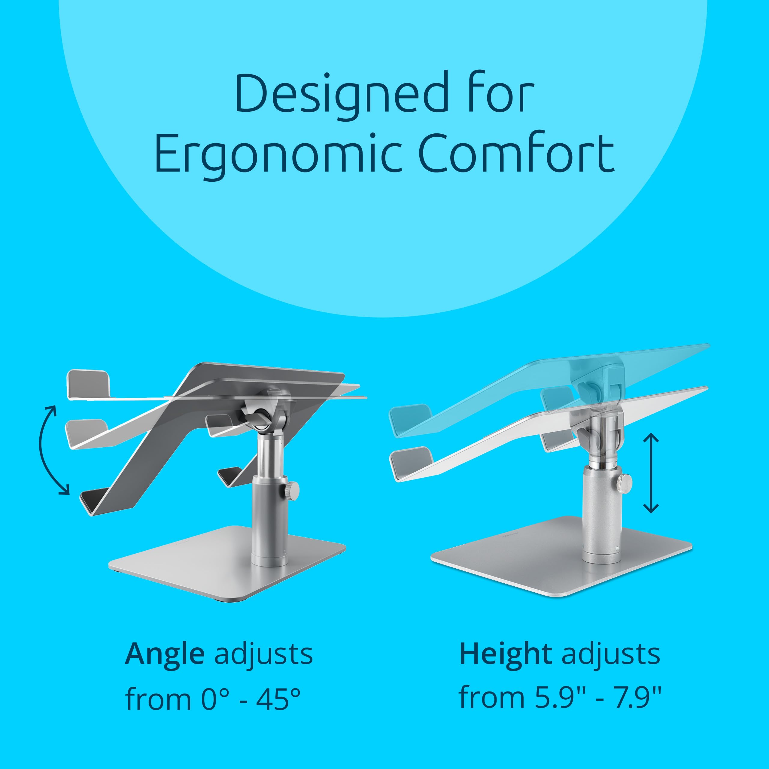 Kensington Universal Tabletop Laptop Riser for Screens up to 16'', Ergonomic Height and Angle Adjustable Laptop Stand - Image 3